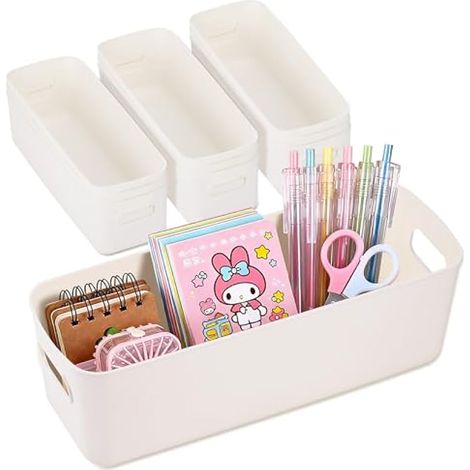 Lot de 10 boîtes de rangement en plastique avec poignées, paniers de salle de bain, rangement pour cuisine, armoire, tiroirs, bureau (10,2 x 3,5 x 3,3 po)