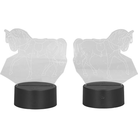 Veilleuse LED 3D Cheval à 7 couleurs avec interrupteur tactile, alimentée par USB, décoration lumineuse 3D idéale comme cadeau d'anniversaire (1/5)