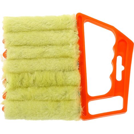 Cepillo para ventanas de una mano, aire acondicionado, quitapolvo con hojas lavables para persianas, paño de limpieza, limpiador de ventanas (naranja) (1/4)