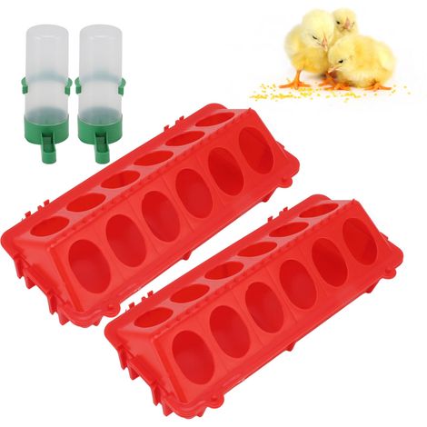 2 ensembles / Mangeoire à poules, mangeoire automatique à poules, petit abreuvoir automatique, ensemble mangeoire à cailles, abreuvoir pour oiseaux de taille moyenne + mangeoire anti-éclaboussures (1/5)