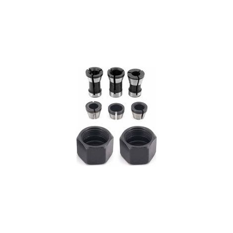 6 Pièces HSS Tête de Mandrin, 6 mm 6.35 mm 8 mm Tête adaptateur Convertisseur pour perceuses Machine de Gravure, pour rogneuse Menuiserie électrique Pince de routeur Titulaire +2 écro (1/4)