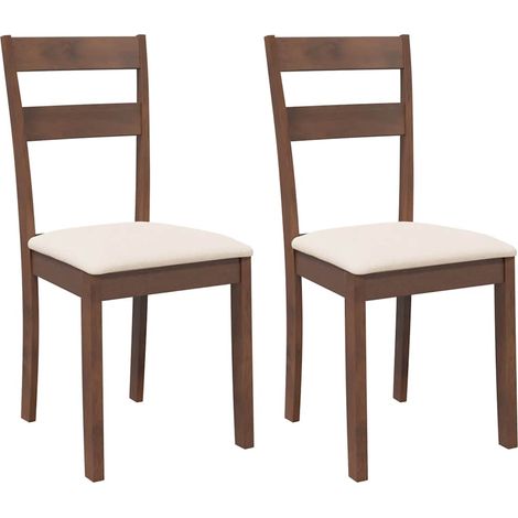Lot de 2 Chaises à manger,Chaise de cuisine coussins marron bois massif caoutchouc CFW31964 (1/5)