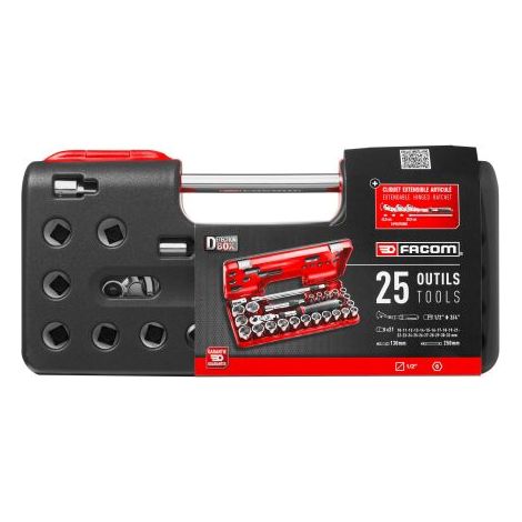 FACOM Coffret Cliquet Étanche À Manche Extensible À Verrouillage Et Douilles 1/2" DBOX - SXL.DBOX3PB (1/3)