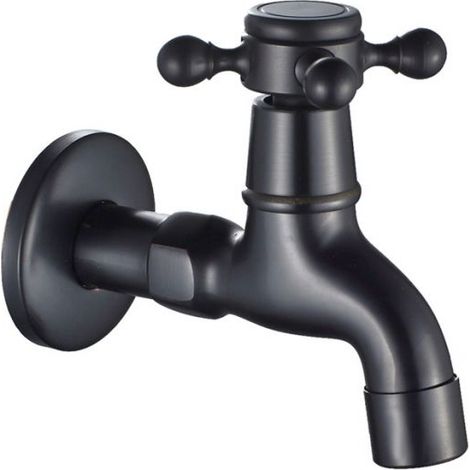 (Noir) Robinet Vintage pour Eau Froide avec Monocommande Interface G1/2 - Robinet de Vadrouille Mural pour Lavabo Salle de Bain (1/5)