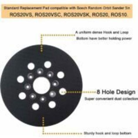 Plateau De Ponçage - 125 Mm - 8 Trous - Collecte Poussière - Pour Ponceuses Orbitales - 2 Pièces (1/4)