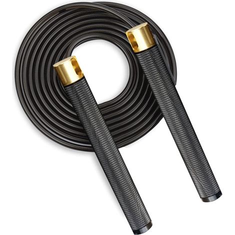 Corde à Sauter - Fil d'Acier Inoxydable - Poignées en Aluminium - Réglable en Longueur - Pour Entraînement Cardio Boxe Double Under - 1 Pièce (1/5)