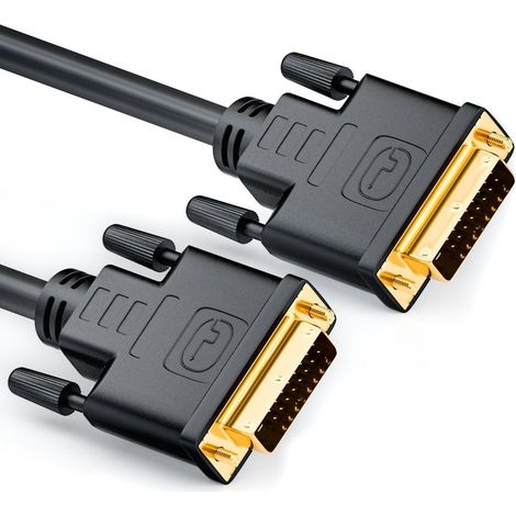 1 Câble DVI-D, Connecteurs dorés, Noyau de ferrite, Blindage multiple, Pour HDTV Moniteur PC