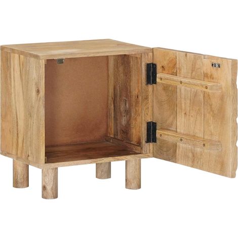 Table de chevet chambre, Table de nuit faite main Marron Teck 40x30x45 cm SH5479 (1/5)