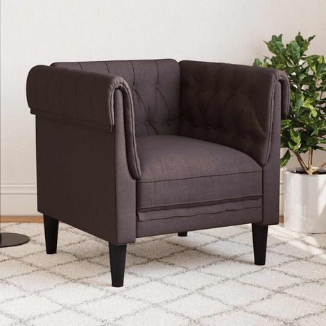 Sillón Chesterfield de tela marrón oscuro vidaXL (1/5)