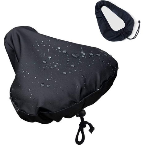 Housse de siège de vélo – 2 housses de pluie pour siège de vélo, protection de siège de coussin de vélo étanche avec cordon de serrage pour résistant à la pluie et à la poussière (noir)