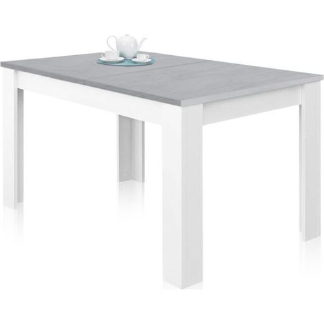 Mesa Extensible de Salón Comedor Kendra Color Blanco Artik y Cemento 140-190x90x78 cm (1/10)