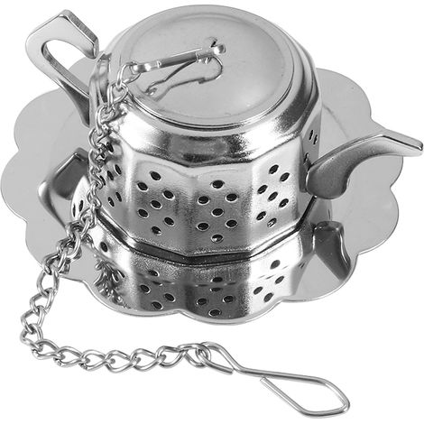 Infuseur à thé en acier inoxydable, filtre à feuilles en forme de théière, diffuseur pour épices et herbes, passoire réutilisable.