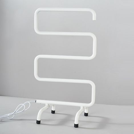 Status Radiator Towel Rack 5 Bar Stainless Steel Carbon Fiber Electric Heated Towel Rack Freestanding Towel Rack - White (1/3)