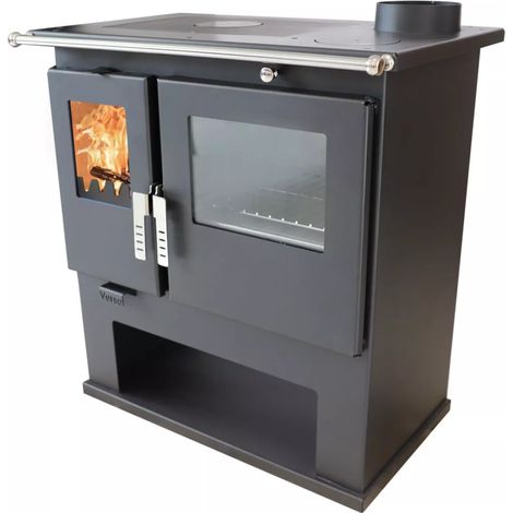 Estufa de leña con horno de inox y placa superior metálica Verso CS - 7.7 kW, Versátil y Eficiente