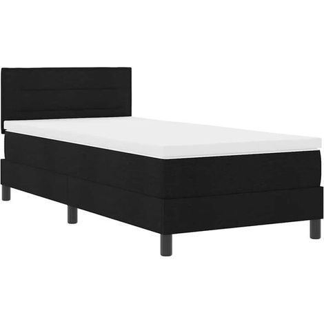 Matelas à ressorts avec matelas intégré et lumière LED, noir, 90 x 200 cm, revêtement en tissu. (1/5)