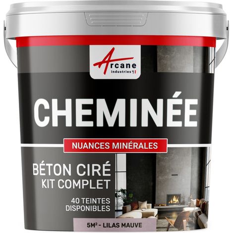 Béton ciré cheminée, kit avec primaire et vernis - 5 m² (en 2 couches) Lilas Mauve - ARCANE INDUSTRIES (1/5)