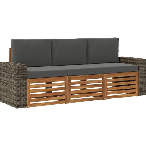 Juegos de sofás con cojín 3 pcs Madera de Acacia Sólida vidaXL