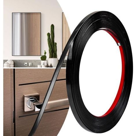 Dekorative Kantenleiste, selbstklebendes Zierband für Türen, Fenster, flexible Spiegel, Schränke und Bordüren (Schwarz, 8 mm x 6 m) (1/4)