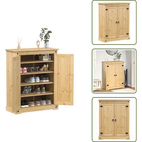 The Living Store Schuhschrank Corona 86x38,5x108 cm Massivholz Kiefer - Kiefer Holz (1/5)