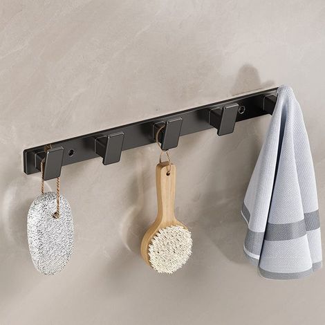 Keine Bohrhaken, Garderobe hinter der Haustür, Wandhaken, schwarz, 5 Haken