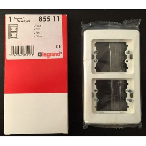 Legrand SAGANE 85511 - Plaque Verticale 2 postes Plexo Fjord blanche