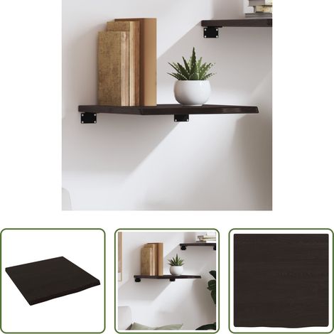 Wandregal Eiche - Wandregal Dunkelbraun 40x40x2 cm Massivholz Eiche Behandelt (1/5)