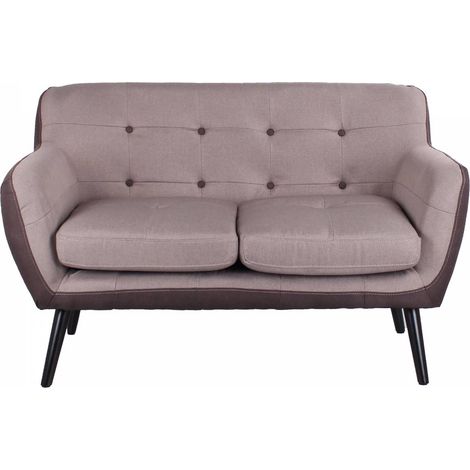 Divano 2 posti 130 cm - tessuto Tortora imbottito ELLEN (1/5)