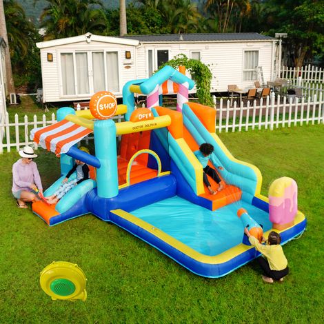 Castello gonfiabile acquatico per bambini 395 x 340 x 236 cm con gonfiatore 450 W HAVRYA (1/5)