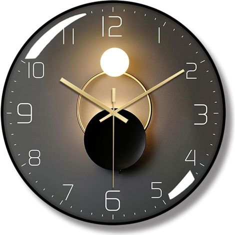 Horloge murale Ergocar, horloge murale Art déco avec lumière et ombre, horloge murale moderne en métal silencieuse et sans tic-tac, adaptée au salon, à la chambre, au bureau, au bureau (1/4)