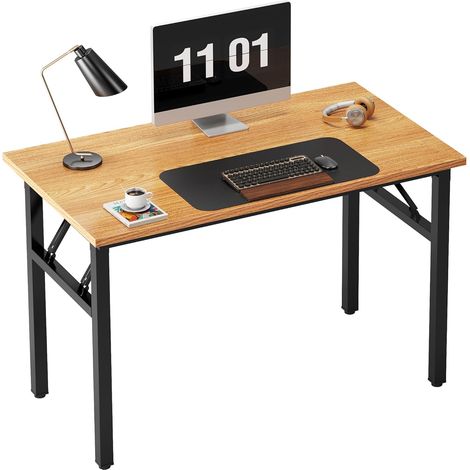 Soges – Table pliante 100x60cm – Bureau informatique pliant en bois E1 et métal – Hauteur réglable – Antidérapants et protection sol