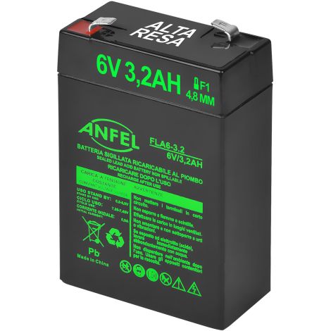 Batteria Ricaricabile al Piombo 6V 3,2Ah 2,8 AGM ermetica Ricambio per lampada emergenza beghelli Allarme Sirena Giocattoli Peg Perego Moto quads Veicoli Giocattolo Prodotti Medici