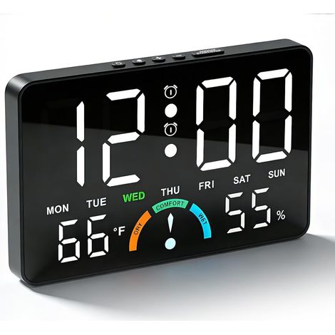 Réveil Numérique LED,Réveil Matin de Chevet Silencieux avec Affichage de la Température,Petit Horloge Numérique USB pour Chambre, Adulte et Enfant (1/5)