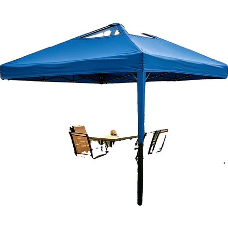 Carpa plegable, tejido impermeable, altura ajustable, azul (1/2)
