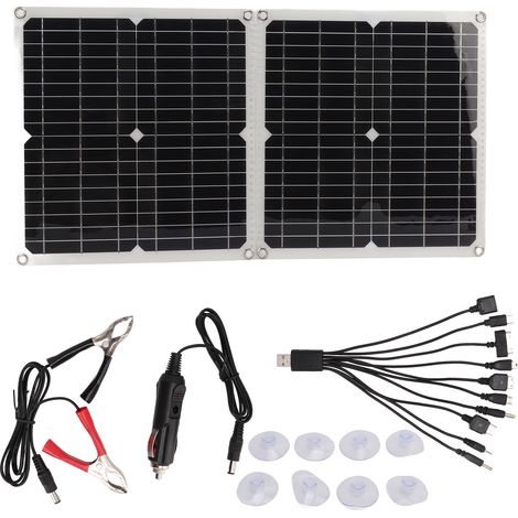 Kit de panneau solaire monocristallin pliable USB 50 W pour recharge extérieure de téléphones portables et ordinateurs portables
