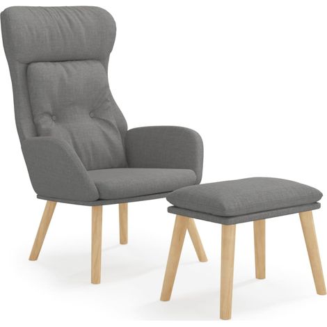 Maison Exclusive - Relaxsessel mit Hocker Hellgrau Stoff (1/5)