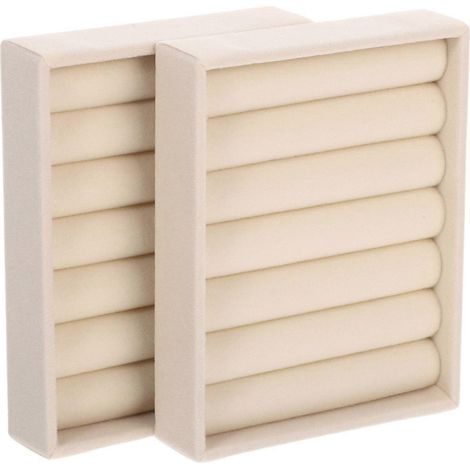 Lot de 2 boîtes de rangement pour bagues : plateau de rangement, présentoir à bijoux pour usage intérieur et extérieur - Plateau de présentation vide pour la vente (1/4)