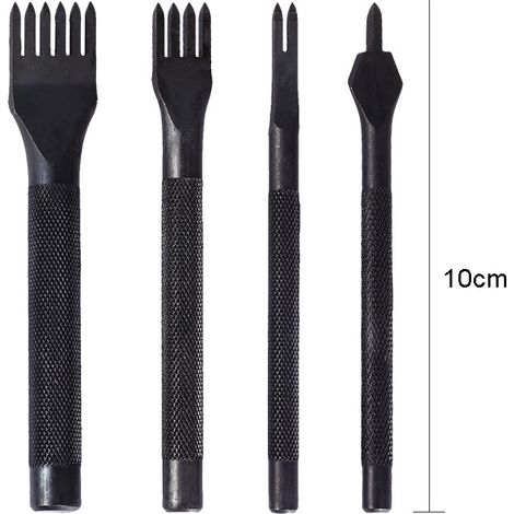 Outil de maroquinerie DIY : poinçon à losange noir de 3, 4, 5 et 6 mm pour couture manuelle, poignée antidérapante avec dents lisses deng ALOVEZ (1/3)