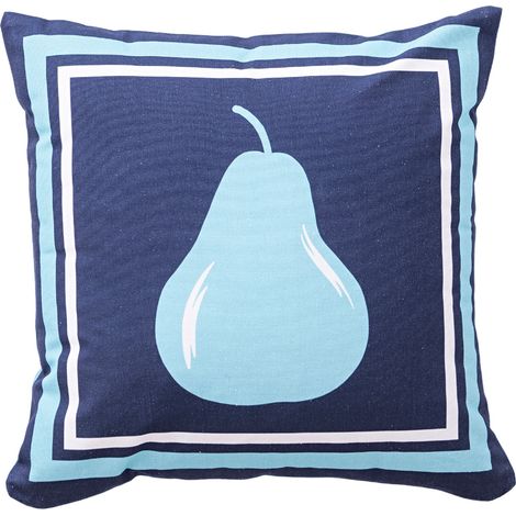 Coussin BENETTON 40x40 cm FRUITS BE, 100% coton bleu foncé poire bleu clair (1/5)