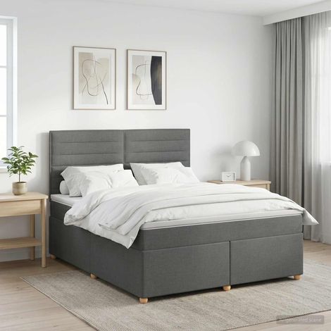 Cama box spring con colchón Gris oscuro 140 x 200 cm Tela (1/5)