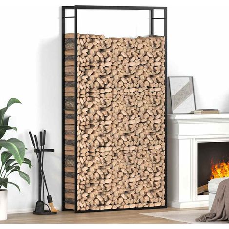 Brennholzregal Mattschwarz 110x28x214 cm Stahl