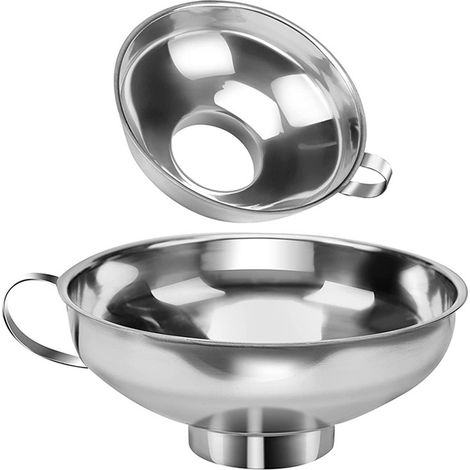 Embudo - Acero Inoxidable - Boca Ancha - Para Frascos Estándar y Amplios - 10 5 cm y 14 8 cm - Set de 2 (1/5)