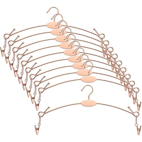 Lot de 10 cintres pour soutien-gorge et vêtements pour femmes, avec pinces antidérapantes-27.80X14.50X1.00CM-Rose Gold