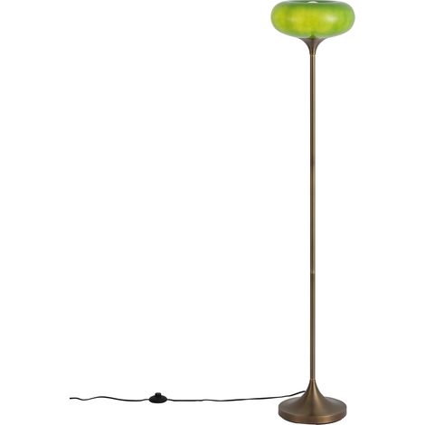 QAZQA Retro Floor Lamp Dark Bronze with Green Glass Shade 150cm - (1/5)