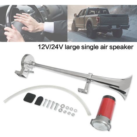 Clacson ad aria compressa per auto da 12 V e 150 dB con compressore, tromba singola, in zinco cromato, per veicoli, camion, barche