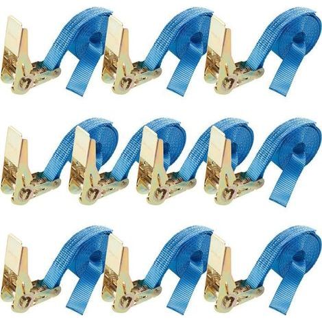 AREBOS 10 x Sangle d'Arrimage Sangle à Cliquet Sangles pour Transport Moto Camion Sangle Arrimage 4m x 25mm 800 daN (1/5)