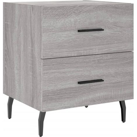 Mesita de noche con cajones 40 x 35 x 47,5 cm madera de ingeniería gris y hierro DEC034613