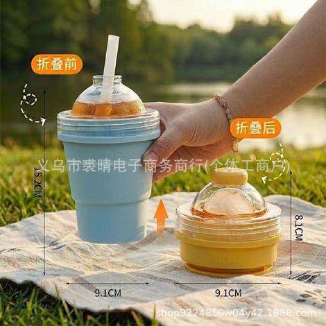 Creative and Trendy Semi-Handmade, Semi-Mechanical Haier Mary Rocky Habitat Popcorn Bucket - 1 Pack】Orange and Blue Design, Easy Demolding/Neat Ice Making -