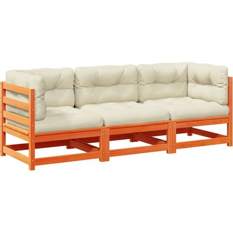 Maison Exclusive - 3-tlg. Garten-Sofagarnitur mit Kissen Wachsbra