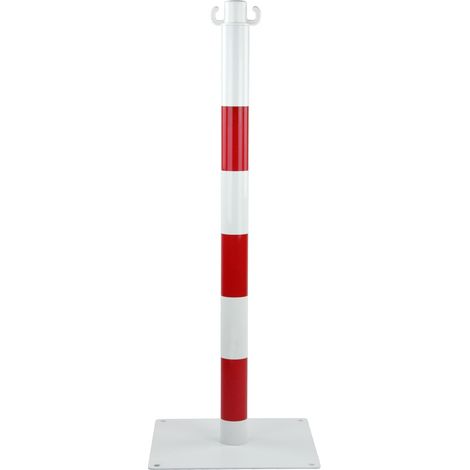 Poteau acier Rouge/Blanc sur platine à fixer - 2250009