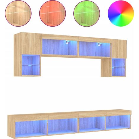 Maison Exclusive - 6-tlg. Wohnwand mit LED-Beleuchtung Sonoma-Eic